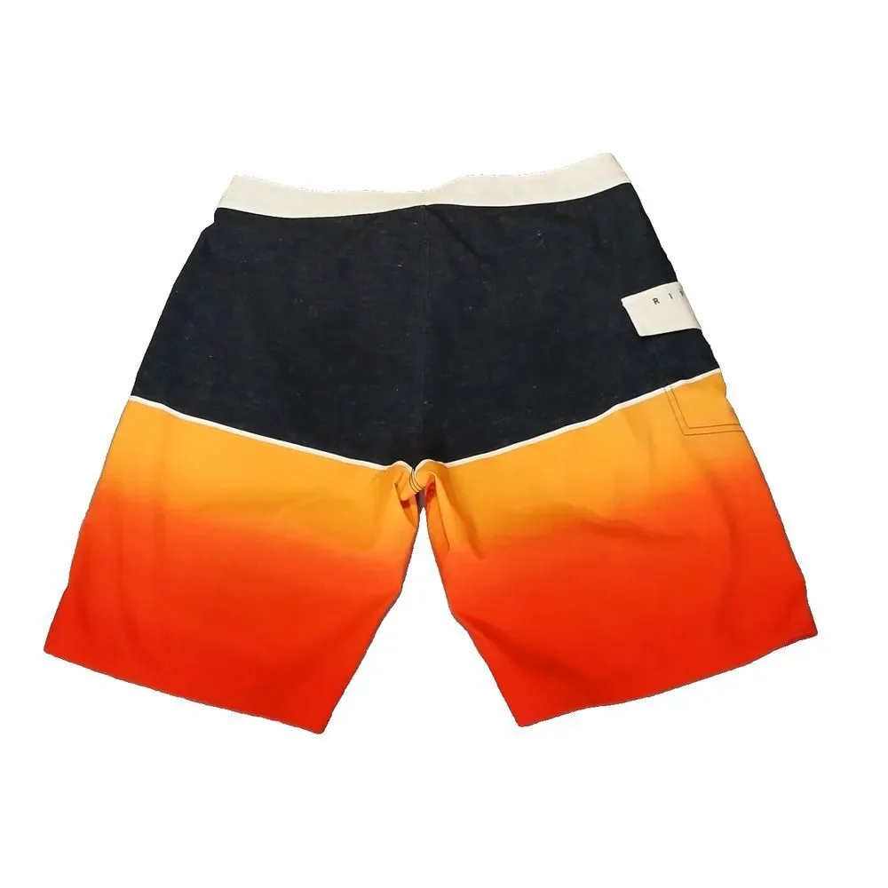 Rip Curl Board Shorts Mens Size 36 Orange Striped Drawstring Swim Trunks Pockets